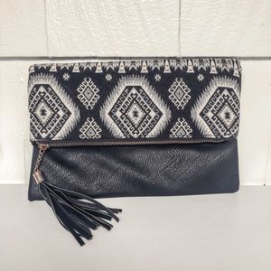 Black Aztec Clutch with Tassel